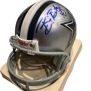 VTG Bill Bates Signed Cowboys Riddell Mini Football Helmet Autograph w/ COA